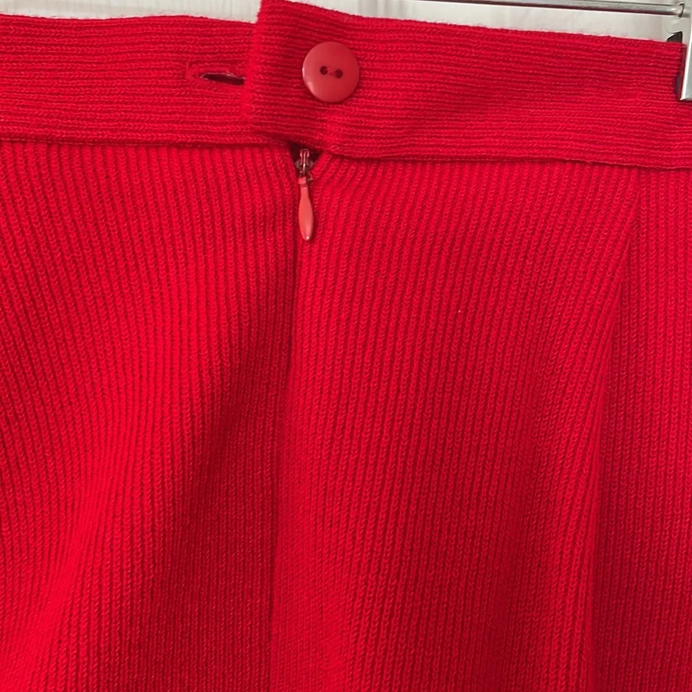OLEG CASSINI VINTAGE CAREER QUIET LUXURY Y2K KNIT SUIT DBL BREASTED RED SZ 8